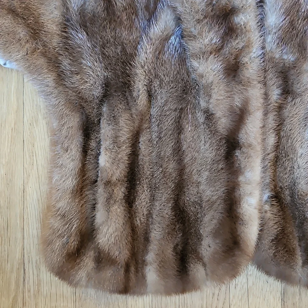 Vintage real mink shawl wrap with pockets S/M